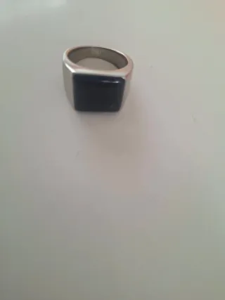 Anillo Sello y Pendientes Cubo Azul Marino