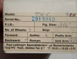 Numeradora Offset Toc-C Leibinger Quickmaster