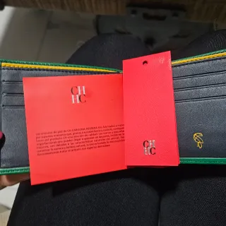 Cartera Piel Carolina Herrera Verde y Roja