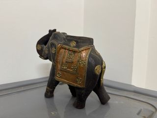 Elefante madera y latón artesanal indio
