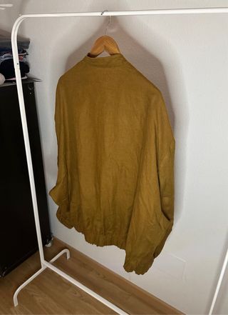 Chaqueta Bomber Zara Mujer Camel Lino Talla M
