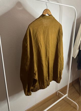 Chaqueta Bomber Zara Mujer Camel Lino Talla M