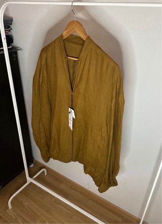Chaqueta Bomber Zara Mujer Camel Lino Talla M