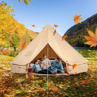 Tienda de Campaña de Lona, Tienda Yurt de 4 Temporadas de 4 m/13.12 ft, Tienda de Lona para Camping con Salida para Estufa, Tienda Transpirable para Hasta 6 Personas, Camping Familiar, Caza, Fiest...