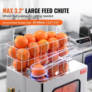Máquina Exprimidora de Naranjas Comercial, Extractor de Jugo Automático de 120W, Exprimidor de Naranjas de Acero Inoxidable 20 Naranjas/Minuto, con Caja de Filtro Extraíble, Tapa de Acero Inoxidab...