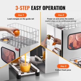 Máquina Exprimidora de Naranjas Comercial, Extractor de Jugo Automático de 120W, Exprimidor de Naranjas de Acero Inoxidable 20 Naranjas/Minuto, con Caja de Filtro Extraíble, Tapa de Acero Inoxidab...