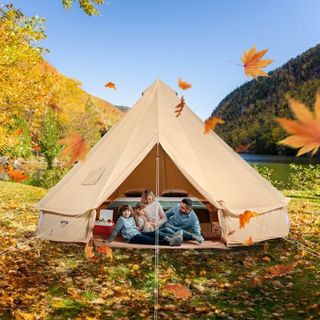 Tienda de Campaña de Lona, 4 Estaciones 7 m/22.97 ft Tienda Yurt, Tienda de Lona para Camping con Salida para Estufa, Tienda Transpirable para Hasta 12 Personas, Camping Familiar, Caza, Fiesta al ...