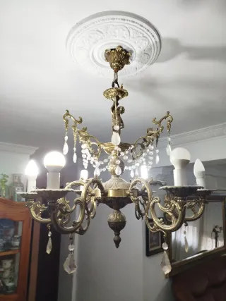 Lámpara de bronce 6 brazos