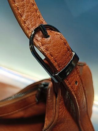 Bolso de mano, piel ,color marrón, 40x30x13 cm