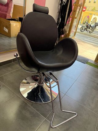 Silla de Peluquería Negra y Plateada