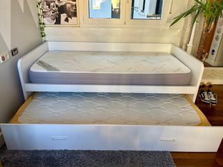 Cama nido blanca de 90x190 con colchones