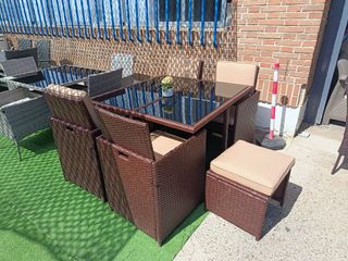 Conjunto Terraza Ratán Mesa y Sillas
