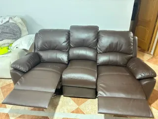 Sofá 3 plazas polipiel marrón