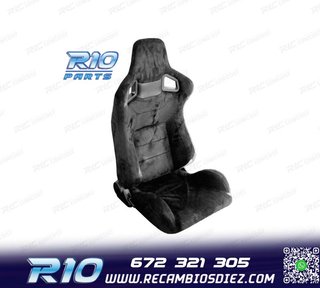 KIT ASIENTO DEPORTIVO SEMI BAQUET LOOK RS ALCÁNTARA NEGRA