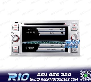 RADIO NAVEGADOR 7" PARA FORD CUADRADA COLOR PLATA USB GPS TA