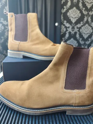 Botines de ante hombre beige y marrón