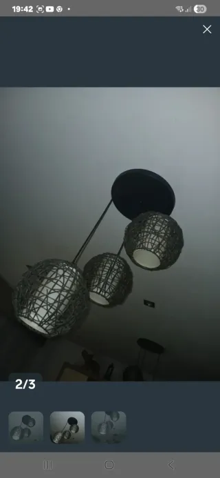 Lámparas Ratán 3 Bolas Beige/Marrón