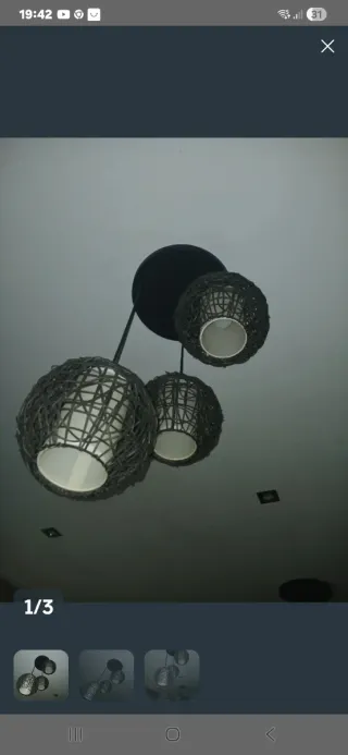 Lámparas Ratán 3 Bolas Beige/Marrón