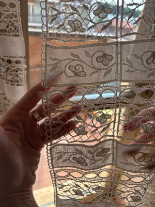 Coppia Tende Pizzo Rinascimento avorio/Bianco