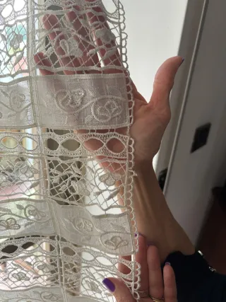 Coppia Tende Pizzo Rinascimento avorio/Bianco