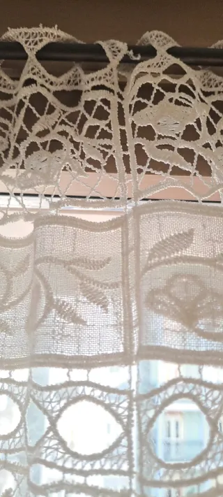 Coppia Tende Pizzo Rinascimento avorio/Bianco