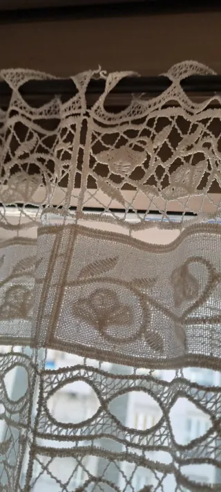 Coppia Tende Pizzo Rinascimento avorio/Bianco