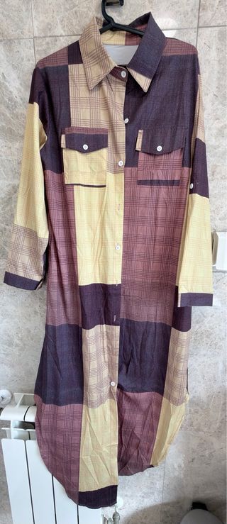 Vestido camisero cuadros talla L