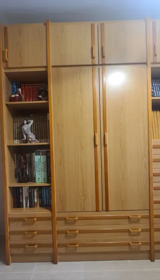 Mueble salón/dormitorio de madera clara