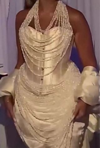 Vestido fiesta boda gitana perlas echo