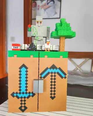 Expositor Minecraft con Accesorios impreso en 3D