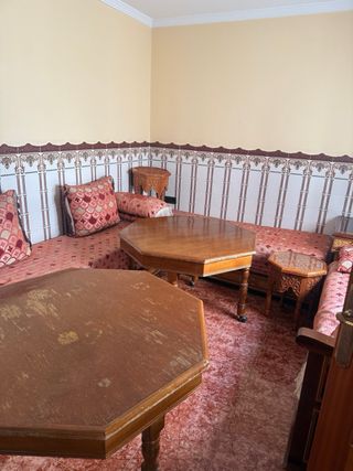 Salón completo madera y tela