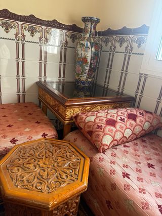 Salón completo madera y tela