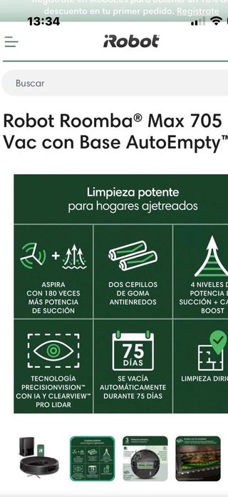 Robot Aspirador Roomba Max 705 con Base