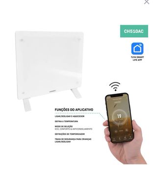 Aquecedor Elétrico VONROC 1000W Wi-Fi