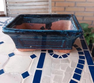 Macetero Cerámico Azul para Bonsáis