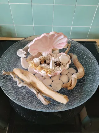 Vaso decorativo conchiglia rosa e bianca