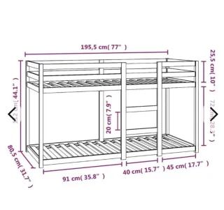 Litera Pino Macizo 75x190 cm