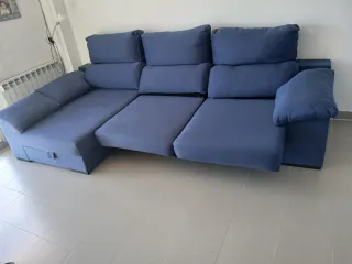 Sofá Cama Chaise longue azul.COMO NUEVO.