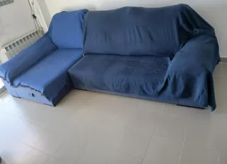 Sofá Cama Chaise longue azul.COMO NUEVO.