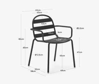 Silla de exterior apilable Joncols de aluminio con acabado pintado gris