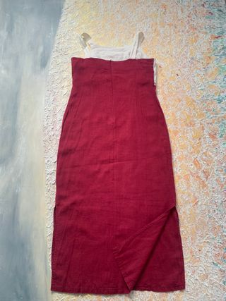 Vestito puro lino rosso e bianco