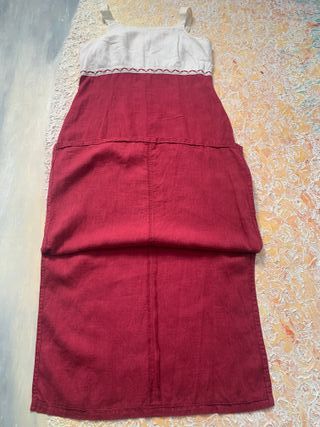 Vestito puro lino rosso e bianco
