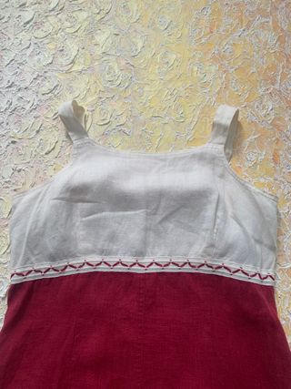 Vestito puro lino rosso e bianco