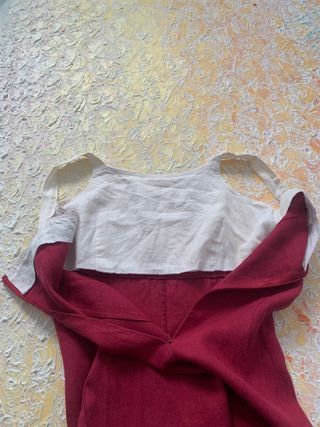 Vestito puro lino rosso e bianco
