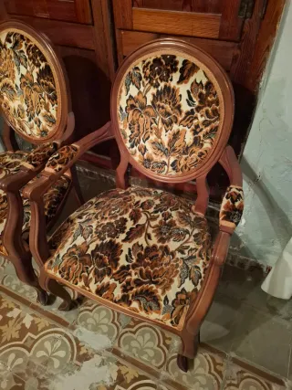 3 Poltrone Vintage Stile Luigi XV con Braccioli