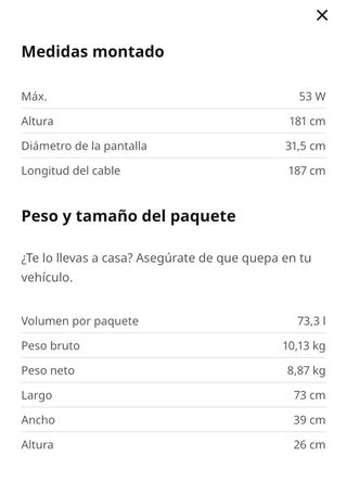 Lámpara de pie IKEA gris/negro