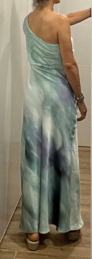 Vestido Zara Satén Hombro Asimétrico Talla Única