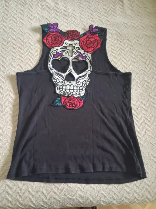 Camiseta Hell Bunny Calavera Rosas XL