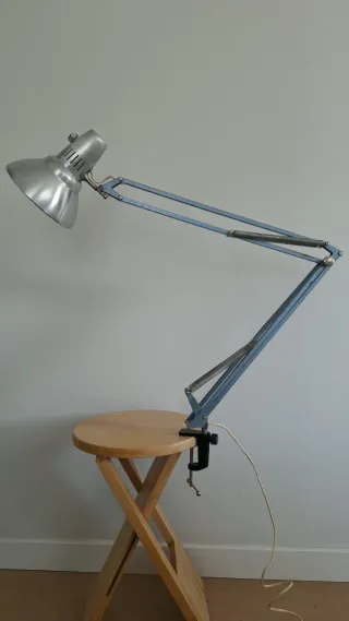 Lámpara Flexo Vintage Azul y Plata