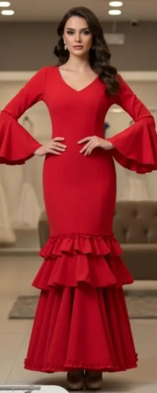 Vestido Flamenco liso o con topos 36 a 46